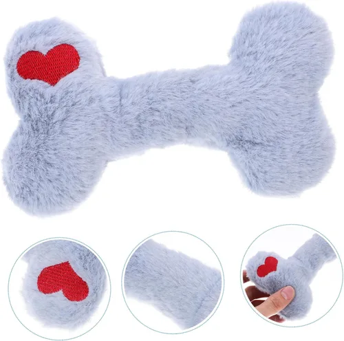 Vista 2 de ORFOFE Interactive Plush Squeaky Dog with Blue Heart Bone for Puppy Teething and Chewing Washable Sound for Dogs Stimulates Intelligence and