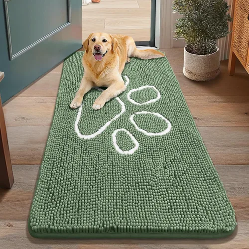 Vista 83 de Smiry Tapete para puerta de perro para patas fangosas, absorbente y Gris y negro