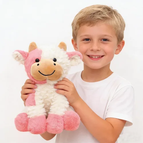 Vista 4 de Animales de peluche de vaca de peluche suave linda muñeca de vaca para niños y niñas 11.8 pulgadas (zuo NIU fense 11.8 in)
