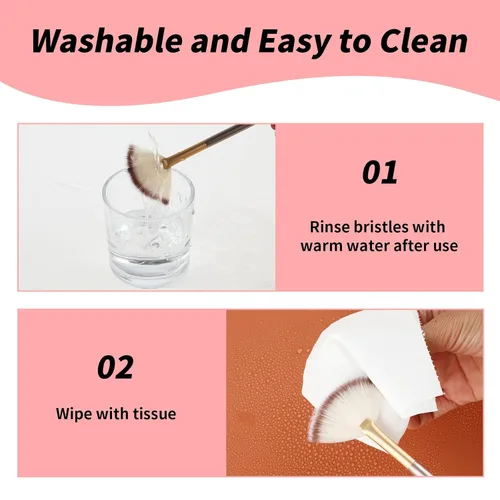 Vista 7 de Amaxiu Cepillos de ventilador para tratamientos faciales, ultra delgados y suaves cepillos aplicadores de ventilador facial, cepillo profesional