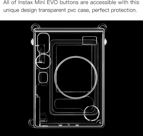 Vista 8 de Fintie - Estuche protector transparente para cámara Fujifilm Instax Mini EVO - Cubierta de PVC duro de cristal con correa de hombro extraíble