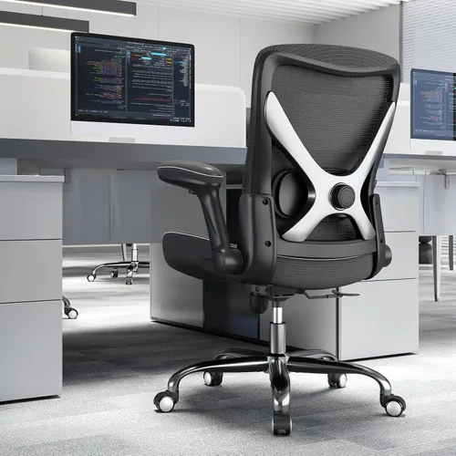 Vista 2 de Ergalithic Silla de oficina ergonómica para casa y escritorio - Silla de computadora en forma de X de malla con cuero de PU y soporte lumbar