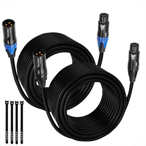 Vista 13 de XLR Cables - Paquete de 4 cables de micrófono XLR equilibrados macho a hembra, cable de micrófono de 3 pines chapado en oro con cable de altavoz OFC