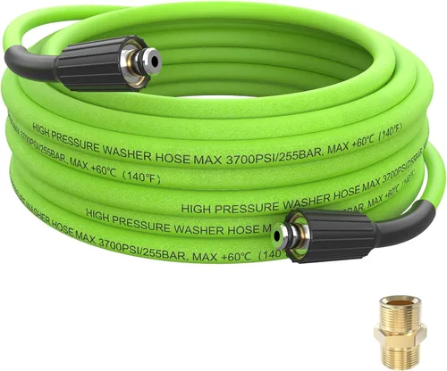 Vista 9 de Manguera de lavado a presión de 25 pies, manguera azul súper flexible de 1/4 pulgadas, manguera de agua a presión resistente a las torceduras