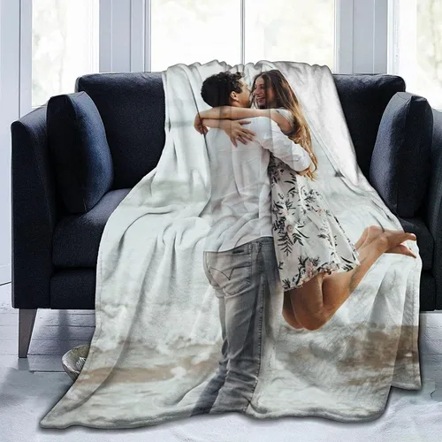 Vista 28 de HooSo Manta Personalizada para Cama con Fotos y Texto, Mantas Personalizadas con Collage de Fotos para Regalo de Cumpleaños Familiar y Boda, Collage