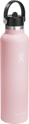 Vista 8 de Hydro Flask Botella de agua – Acero inoxidable aislado – Tapa con pajilla, antiderrames, a prueba de fugas, 24 onzas, rosa trillium