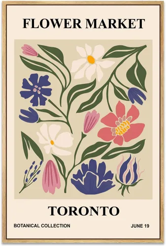 Vista 26 de Zzuyi Lienzo enmarcado para mercado de flores, arte de pared, póster botánico de flores silvestres rosas, impresiones de imágenes, ilustraciones