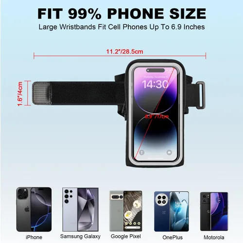 Vista 4 de Soporte de teléfono para correr, correa Frearm para iPhone Pro Max Plus SE (16/15/14/13/12/11/X/XR) Galaxy S24/S23/S22/S21, accesorios impermeables