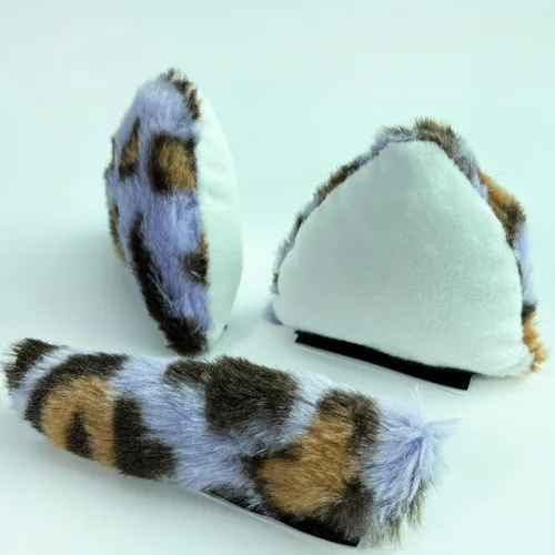 Vista 6 de Lindas orejas de gato para casco con decoración de cola, diseño reutilizable, 3 piezas