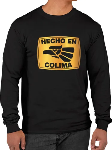 Vista 2 de Hecho en México Estado Camisa para hombre, Negro
