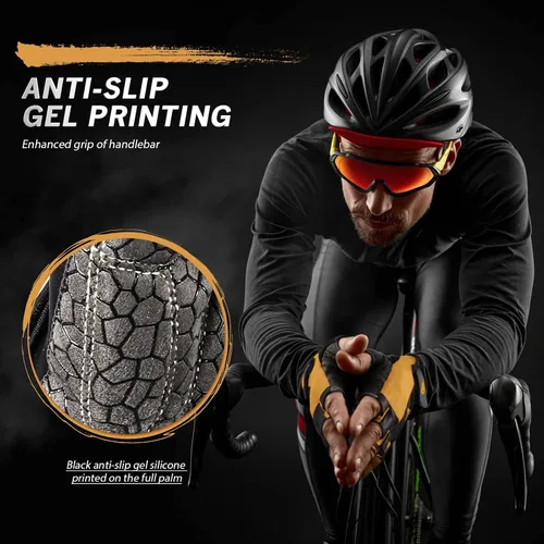 Vista 5 de Guantes de ciclismo, guantes de ciclismo, guantes de bicicleta para hombres y mujeres, con almohadilla antideslizante que absorbe los golpes