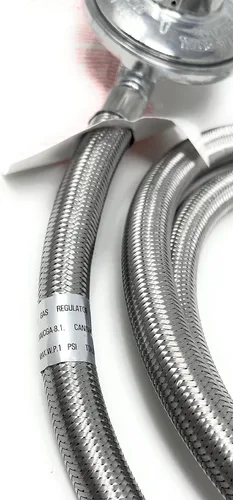 Vista 5 de QCC-3/8 Regulador universal de propano de baja presión QCC1 con manguera trenzada de acero inoxidable [949-033] para la mayoría de parrillas de gas
