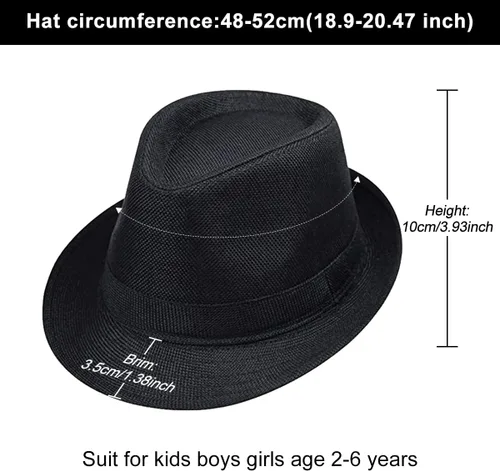 Vista 2 de ECYC Sombreros de jazz para niños, gorras de lino de color sólido para niños