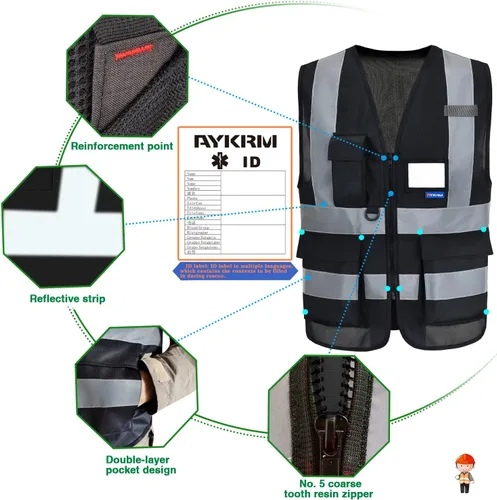Vista 3 de XS Chaleco de seguridad negro para mujer XS