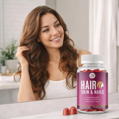 Vista 8 de Grab The Gold Vitaminas para el cabello, la piel y las uñas para mujeres, gomitas con 6000 mcg de biotina y colágeno, 10 vitaminas y minerales