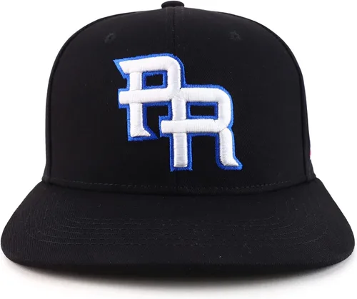 Vista 2 de Trendy Apparel Shop Gorra Snapback con visera plana bordada en 3D PR con bandera de Puerto Rico Negro 1