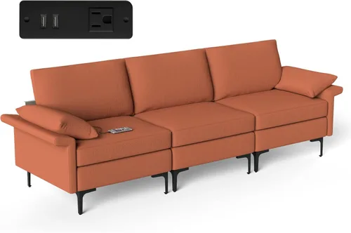 Vista 15 de Giantex Juego de 2 sofás individuales, silla decorativa, con cómodo cojín de 5 pulgadas, reposabrazos con cremallera, patas de acero, sillón de sala