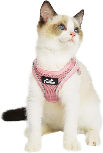 Vista 18 de TwoEar Arnés de gato a prueba de escape, suave chaleco ajustable para perro, de malla transpirable, chaqueta reflectante de fácil control para Negro