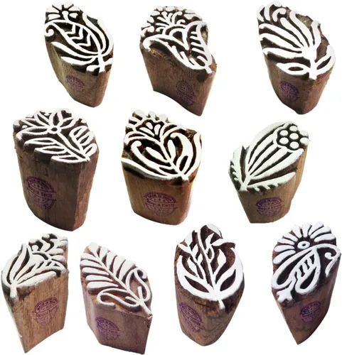 Vista 29 de Sellos de impresión de arcilla Arty Crafty pequeños bloques de madera con forma floral (juego de 10) Htag2101