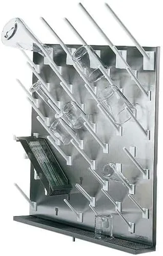 Vista 2 de Estante de secado modular de acero inoxidable, 32 clavijas blancas