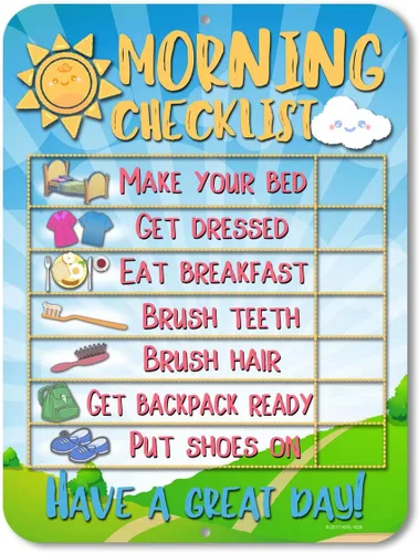 Vista 8 de Honey Dew Gifts Tabla diaria de recompensas de rutina para niños y autismo, calendario de aprendizaje de estaño para niños, herramienta de enseñanza