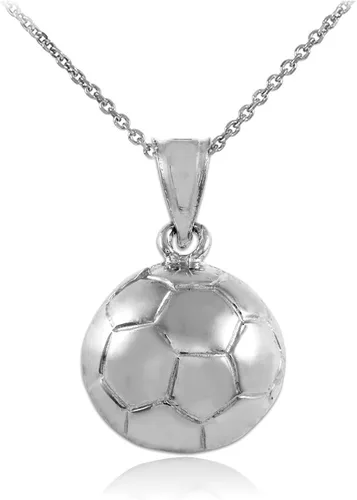 Vista 4 de Sports Charm - Collar con colgante de pelota de fútbol de plata de ley 925, solo a elección de colgante o longitud de cadena