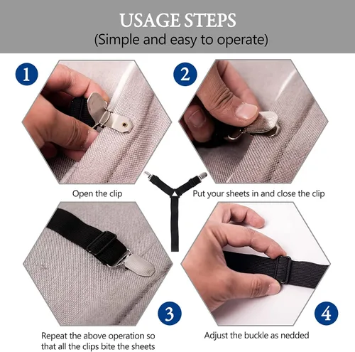 Vista 3 de TGOOD Regalo para mamá. Correas elásticas ajustables para cama matrimonial, Queen, King y Twin, clips cruzados de 6 vías, banda de tirantes, Negro