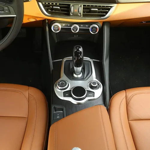 Vista 8 de Pegatina de fibra de carbono ABS cromada para el interior del coche, para Alfa Romeo Giulia Stelvio 2017 2018 2019 (fibra de carbono, artículo 1)