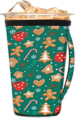Vista 20 de Funda aislante reutilizable de neopreno con piel de camuflaje del ejército para bebidas, con asa, para la mayoría de cafés o bebidas heladas, 16-18