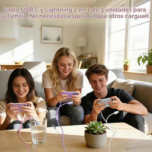 Vista 6 de Vofolen 2 en 1 USB C a USB C/Cable de iluminación para iPhone 17 16 15 14