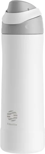 Vista 23 de FJbottle Botella de agua aislada de acero inoxidable, 24 onzas, sin popote, botella de agua deportiva a prueba de fugas con asa ajustable para Azul