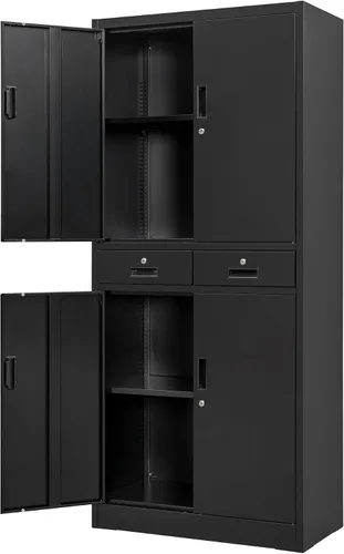 Vista 9 de Armarios de almacenamiento de metal, archivador de metal con 2 cajones de bloqueo, armarios de almacenamiento con cerradura para oficina, hogar