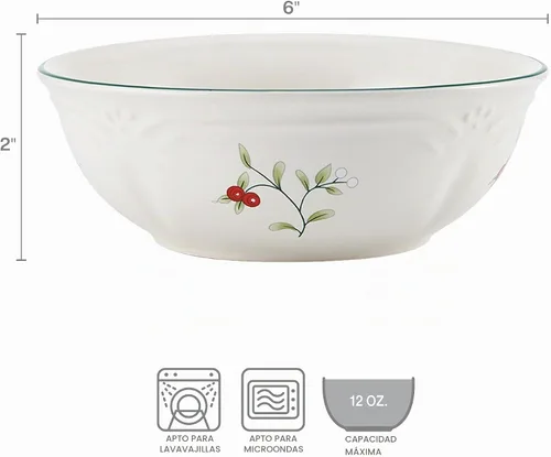 Vista 4 de Pfaltzgraff Winterberry - Juego de 4 cuencos de cereales para sopa, 12 onzas