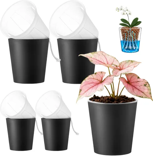Vista 12 de Olla de riego automático de 6 pulgadas con maceta transparente en Blanco