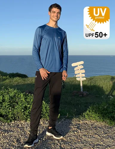 Vista 3 de NAVISKIN - Camisas de protección contra erupciones para hombre, camisetas de natación FPU 50+ con protección solar ultravioleta, de manga larga
