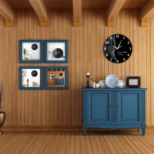 Vista 4 de Reloj de pared personalizado de 12 pulgadas, para terapeuta de columna vertebral, negro, redondo, analógico, sin tictac, sin alarma, adulto, unisex