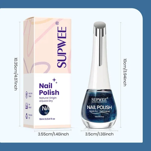Vista 9 de Esmalte de uñas magnético de secado rápido, color negro y azul Negro azul