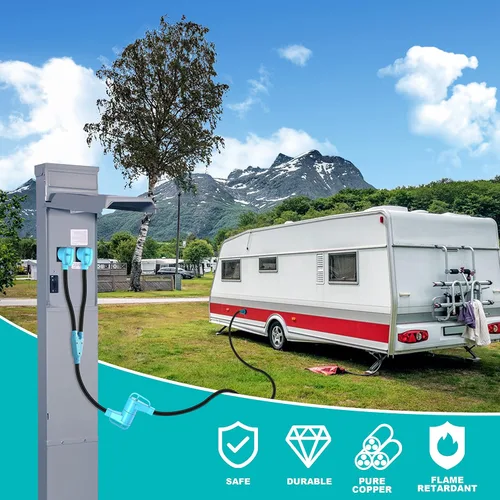 Vista 6 de CircleCord Cable Adaptador en Y para RV con Certificación ETL, Dos de 30 Amperios a 50 Amperios, Enchufe Macho NEMA TT-30P a Hembra 14-50R con Mango