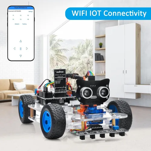 Vista 5 de OSOYOO Robot Car DIY Kit inteligente con servo dirección asistida para Arduino UNO