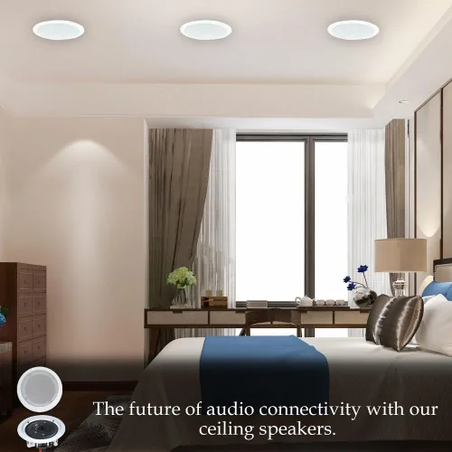 Vista 7 de Technical Pro Kit de sistema estéreo para el hogar - Amplificador Bluetooth de 6 canales 6000 vatios w/ 6 x 8” Framed Ceiling Speakers 300 W