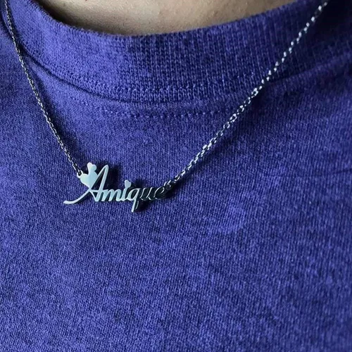 Vista 6 de TinyName - Collar con nombre, personalizable, chapado en oro de 18 quilates, para mujer
