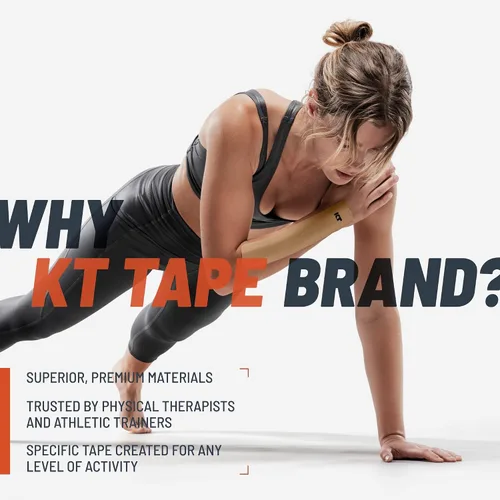 Vista 7 de KT TAPE, cinta adhesiva para kinesiología de algodón, suave, cinta para deportes con elasticidad, color beige