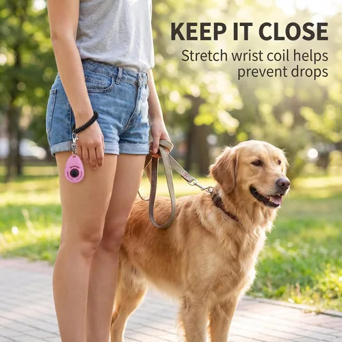 Vista 6 de Jinshining 1 pieza de clicker rosa fácil de usar con botón accesorios de entrenamiento para perros, fuertes y de larga duración, ayuda
