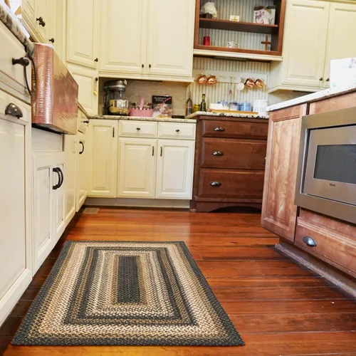 Vista 47 de Homespice Apple Pie - Alfombra ovalada roja de 2 x 3 pies, alfombra de cocina trenzada para decoración primitiva y rústica, reversible, yute sin