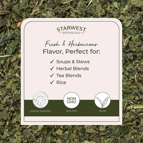 Vista 3 de Starwest Botanicals Té orgánico de hoja de ortiga corte suelto y tamizado, 1 libra a granel