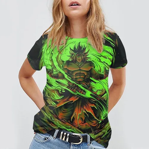 Vista 4 de Saiyajin Broly - Camisetas casuales para hombre, manga corta, unisex, cuello redondo, camisetas para jóvenes y adultos