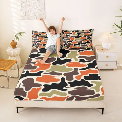 Vista 31 de Erosebridal Camouflage Sheets for Boys Girls Game Console Fitted Sheet,3D Gamer Controller Kids Bedding Sets Army Camo Bed Sets Twin 2 Piece Army