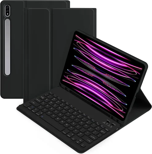 Vista 6 de kaidisen Funda con teclado retroiluminado colorido para Galaxy Tab S6 Lite de 10.4 pulgadas con teclado magnético desmontable Bluetooth RGB