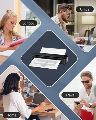 Vista 7 de Phomemo M834 Impresora Portátil Inalámbrica para Viajes Actualizada, Impresora Térmica Bluetooth 8.5" x 11" & A4, Compatible con iOS, Android y PC