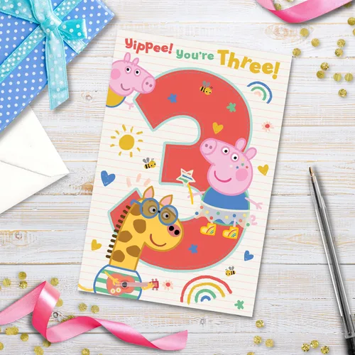 Vista 2 de Danilo Promotions LTD Danilo Promotions Limited - Tarjeta de cumpleaños oficial Peppa Pig Age 3, Yippee! You're Three!